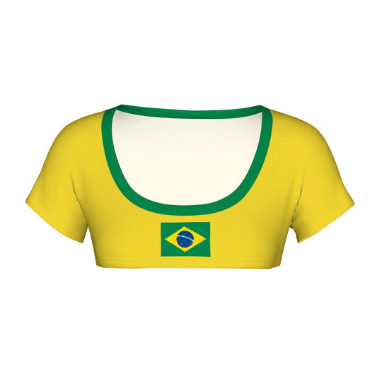 Brazil Flag Inspired Women's 1/2 Cut Short Sleeve T-Shirt