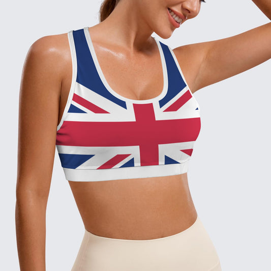 UK/Great Britain Flag Racerback Sports Bra