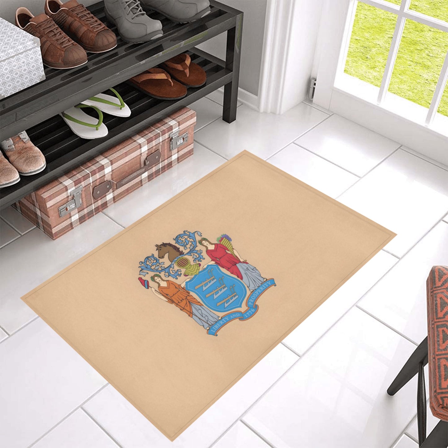 New Jersey Flag Inspired Doormat 30" x 18" (Sponge Material)