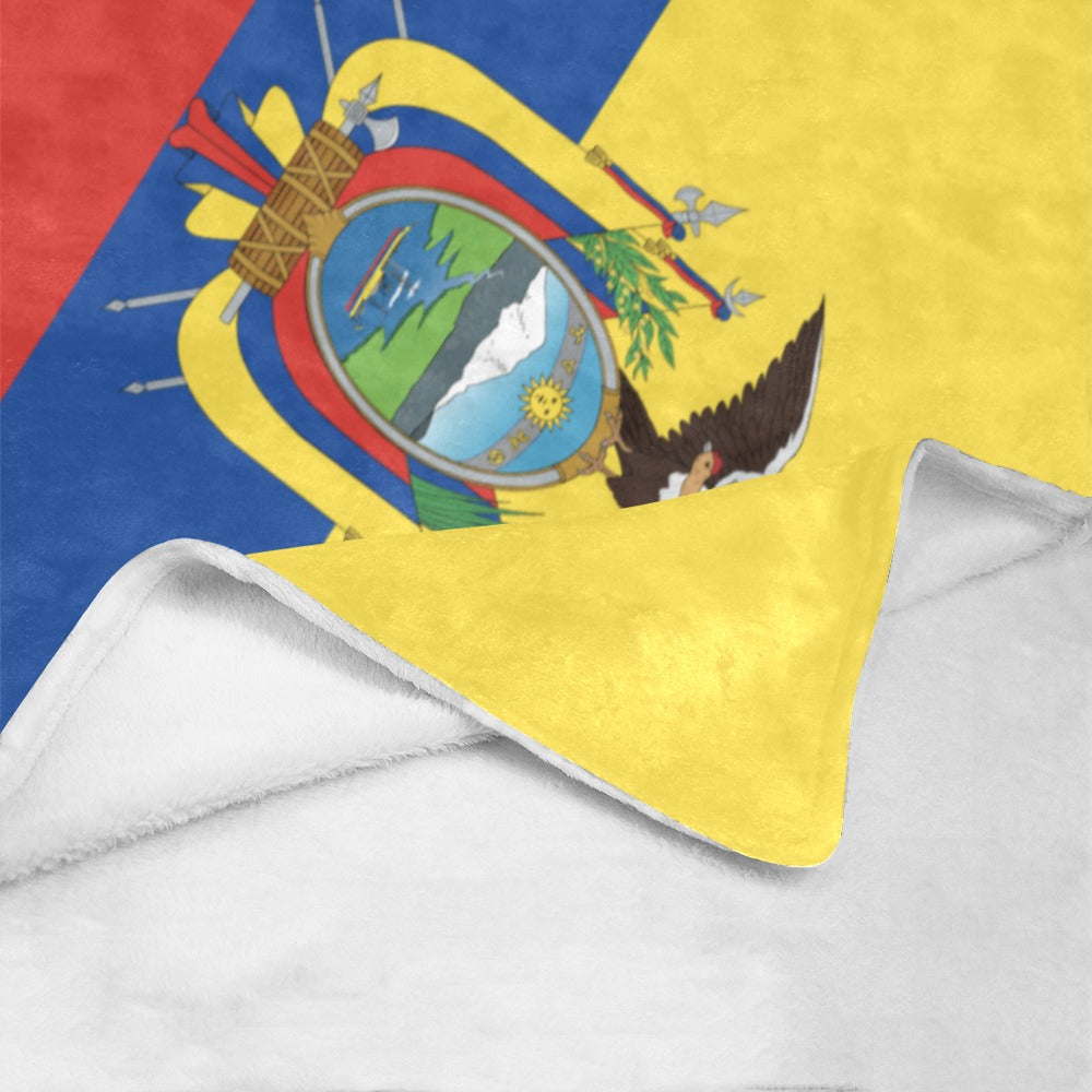 Red, blue, yellow blanket with emblem. Luv My Flag.