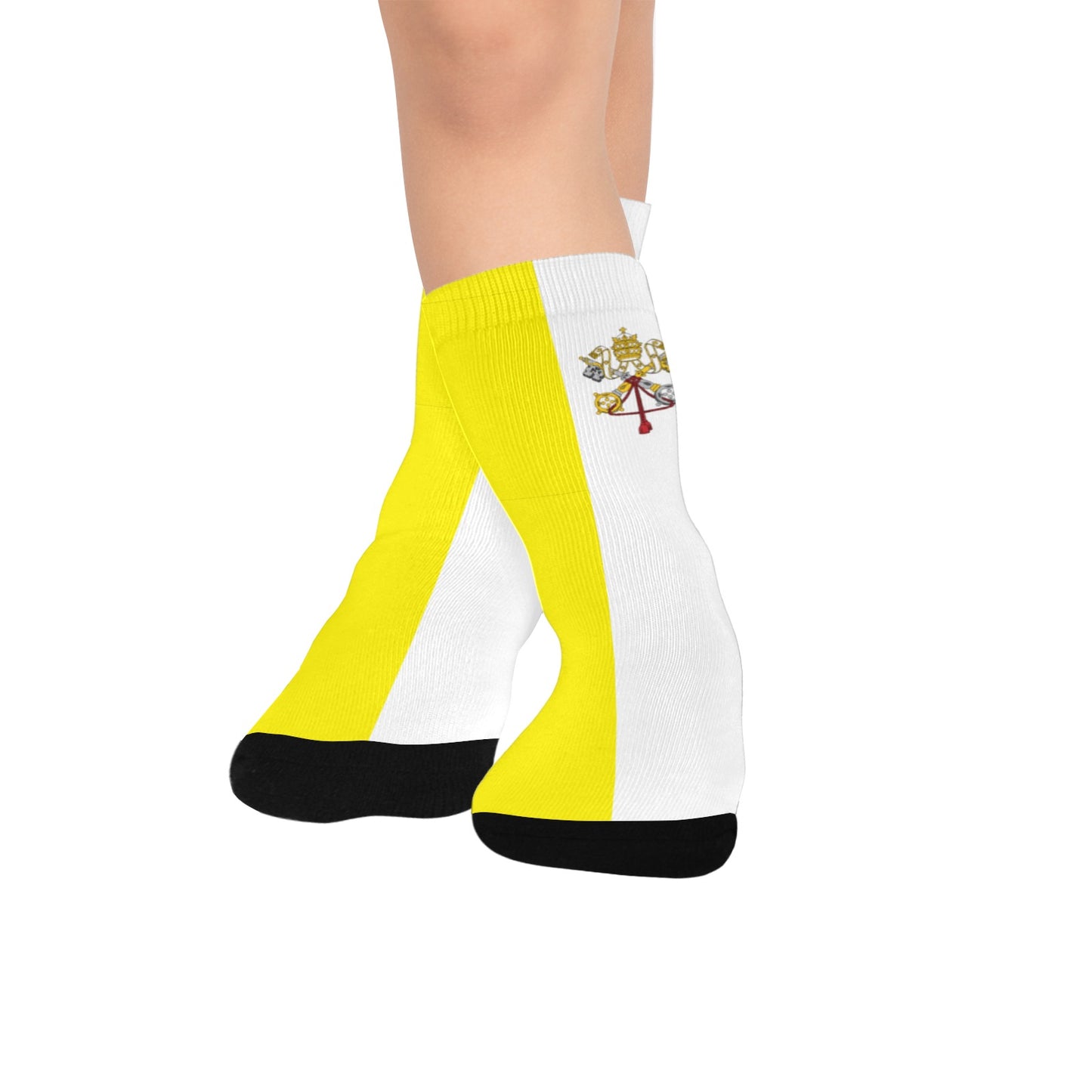 Vatican City Flag Inspired Kid's Custom Socks (Made in the USA)