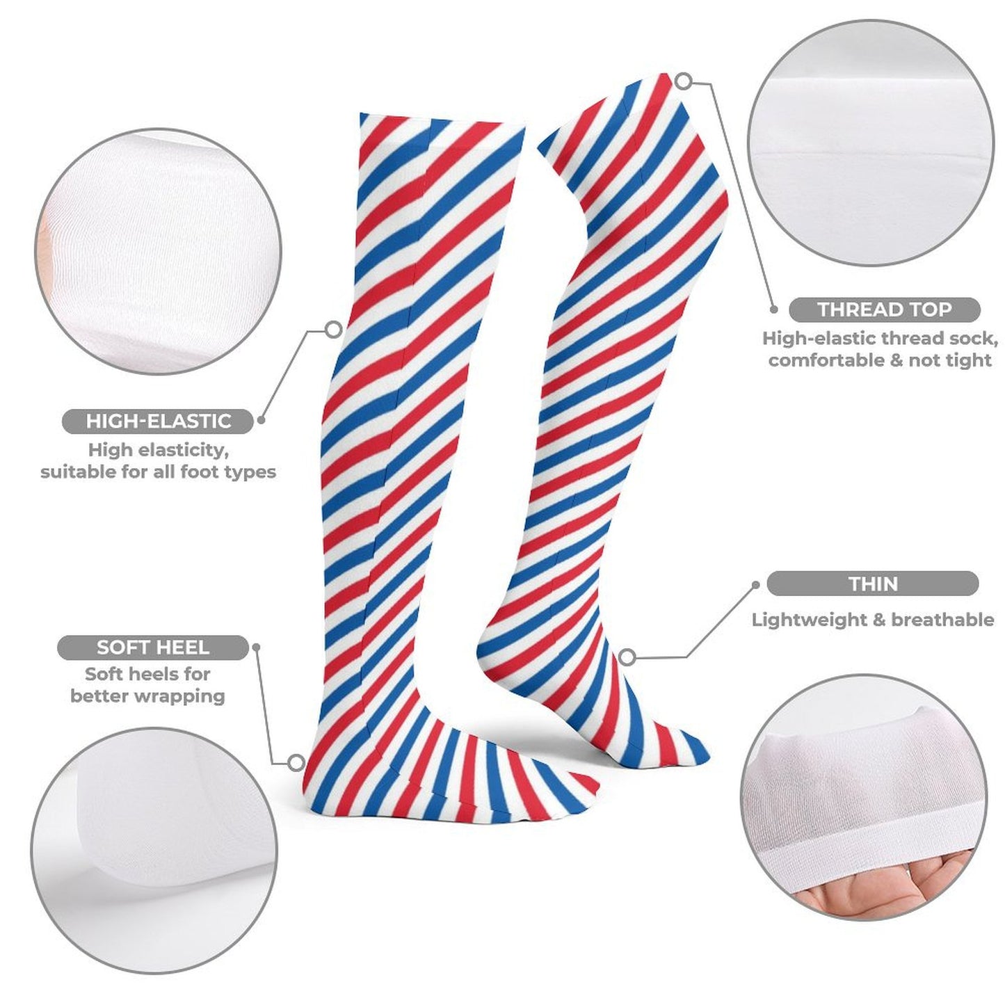 USA/American Flag Inspired Stripes Design Trendy Stockings(Long)