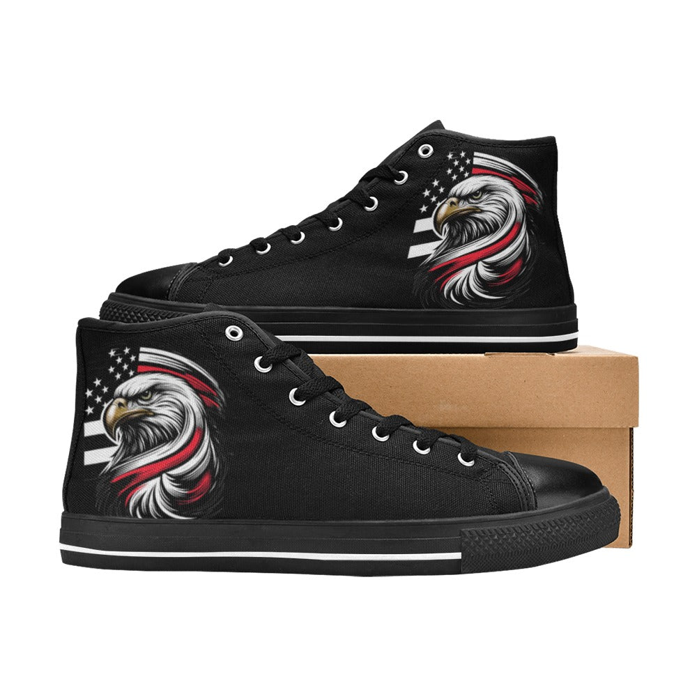 Thin Red Line Flag Eagle Mens High Top Canvas Shoes