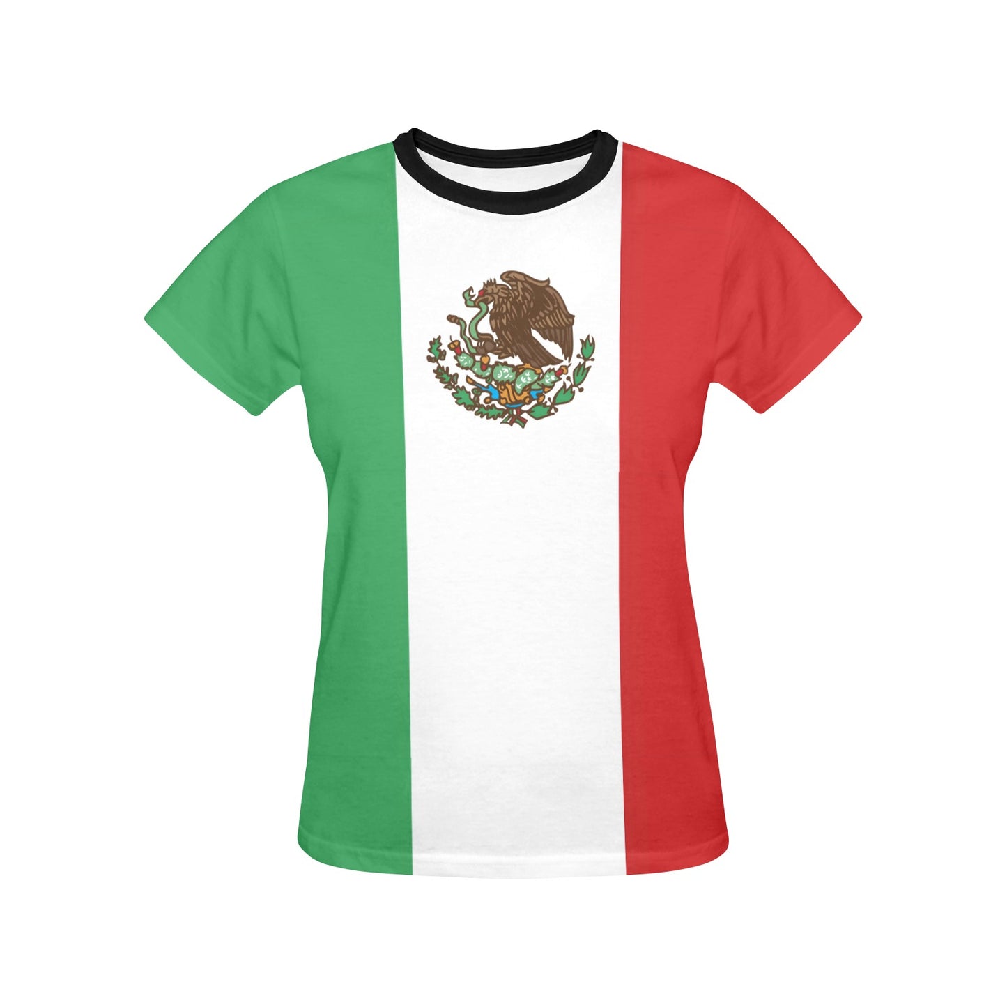 Mexico Flag Inspired Women's All Over Print Crew Neck T-Shirt(T40-2)(Made in Queens)