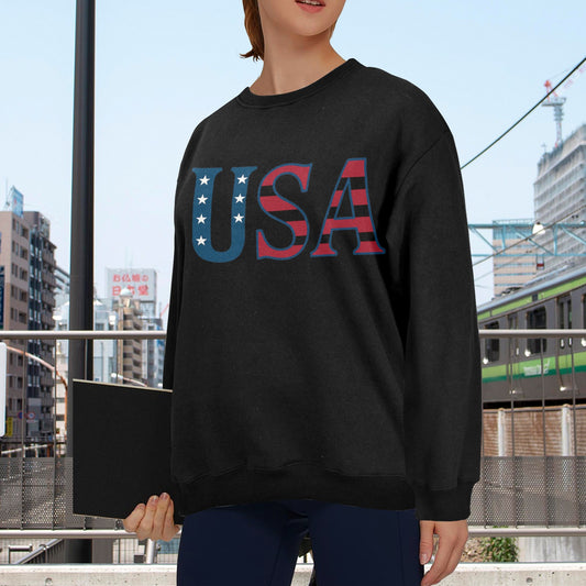 USA/American Flag Inspired "USA" Unisex Fleece Sweatshirt (Made in the USA)
