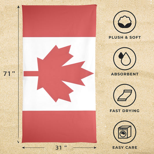 Canada Flag Inspired Beach Towel 31"x71" (Made in USA)