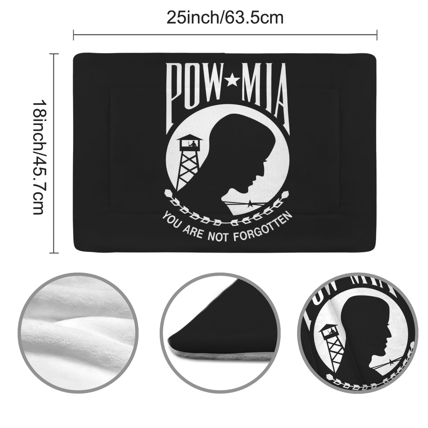 POW/MIA Flag Inspired Pet Mat 25x18inch (Made in the USA)