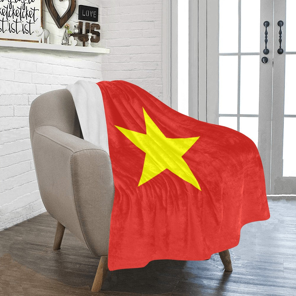 Cozy red blanket with yellow star by Luv My Flag.