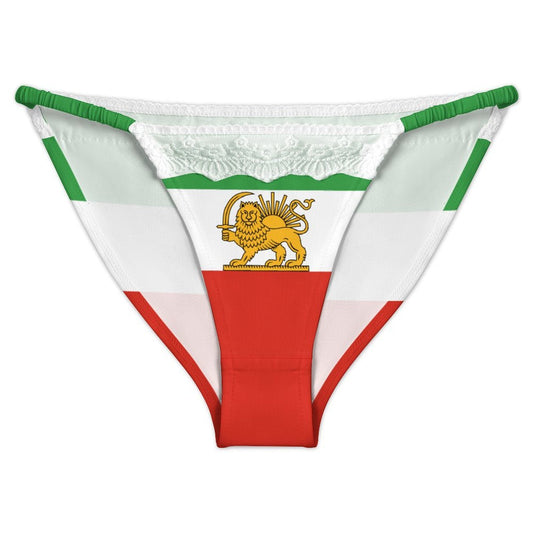 Iran Lion and Sun Flag Inspired Lace Trim Underwear