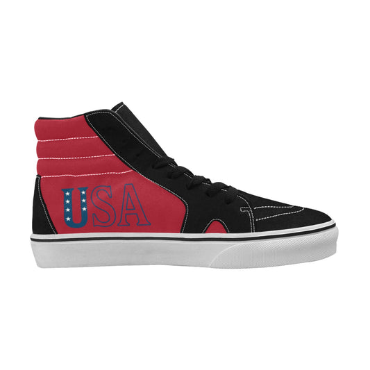 USA/American Flag Inspired "USA" (red) Men's High Top Canvas Shoes