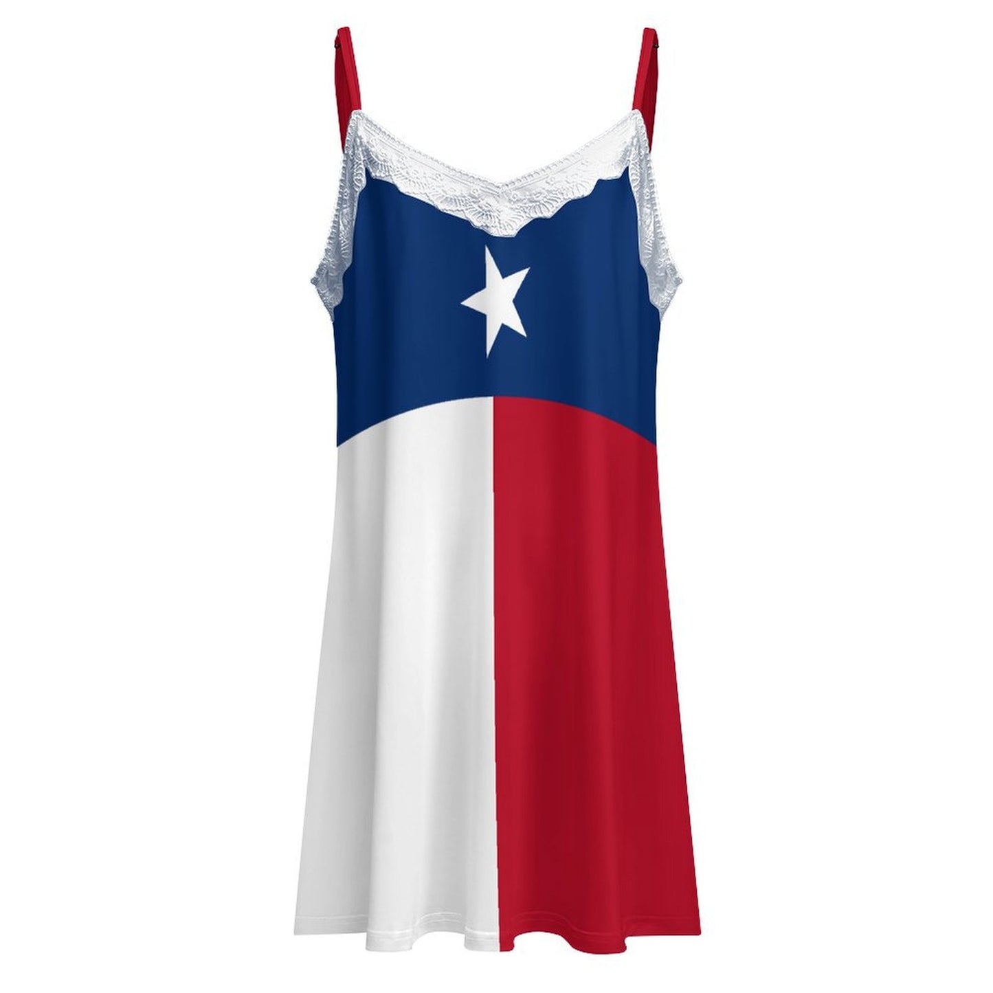 Texas Flag Inspired Lace Trim Camisole Nightgown