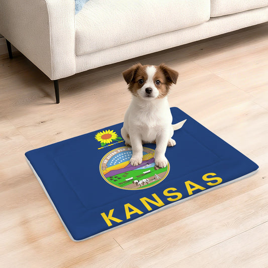 Kansas Flag Inspired Pet Mat 25x18inch (Made in the USA)