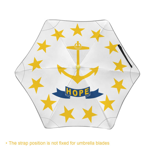 Rhode Island Flag Inspired Kids Safe Round Corner Umbrella