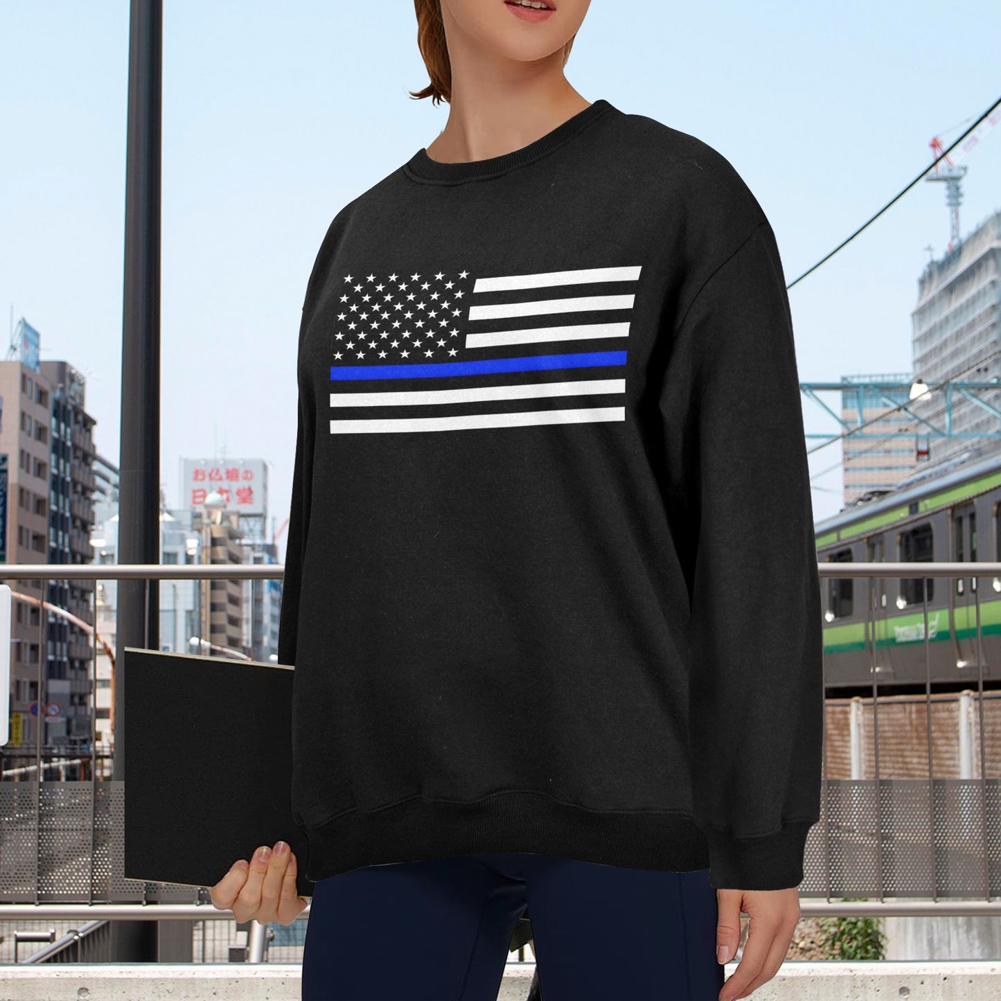 Thin Blue Line Flag Unisex Fleece Sweatshirt (Made in the USA)