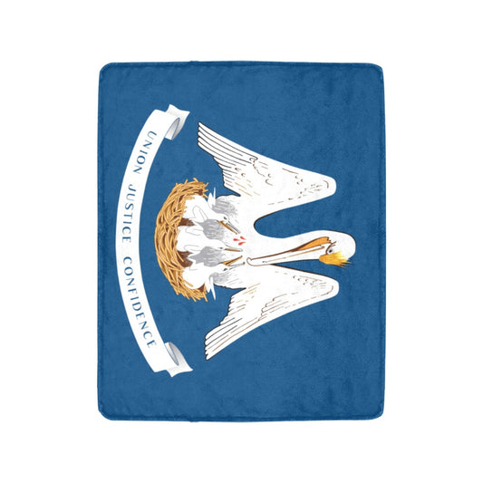 Luv My Flag brand blanket featuring a pelican emblem.