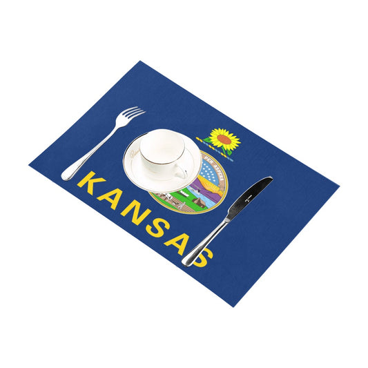 Kansas-themed placemat with cutlery and cup, Luv My Flag.