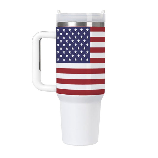 USA Flag White Handle Tumbler Mug