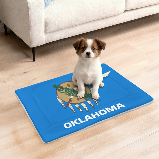 Oklahoma Flag Inspired Pet Mat 25x18inch (Made in the USA)