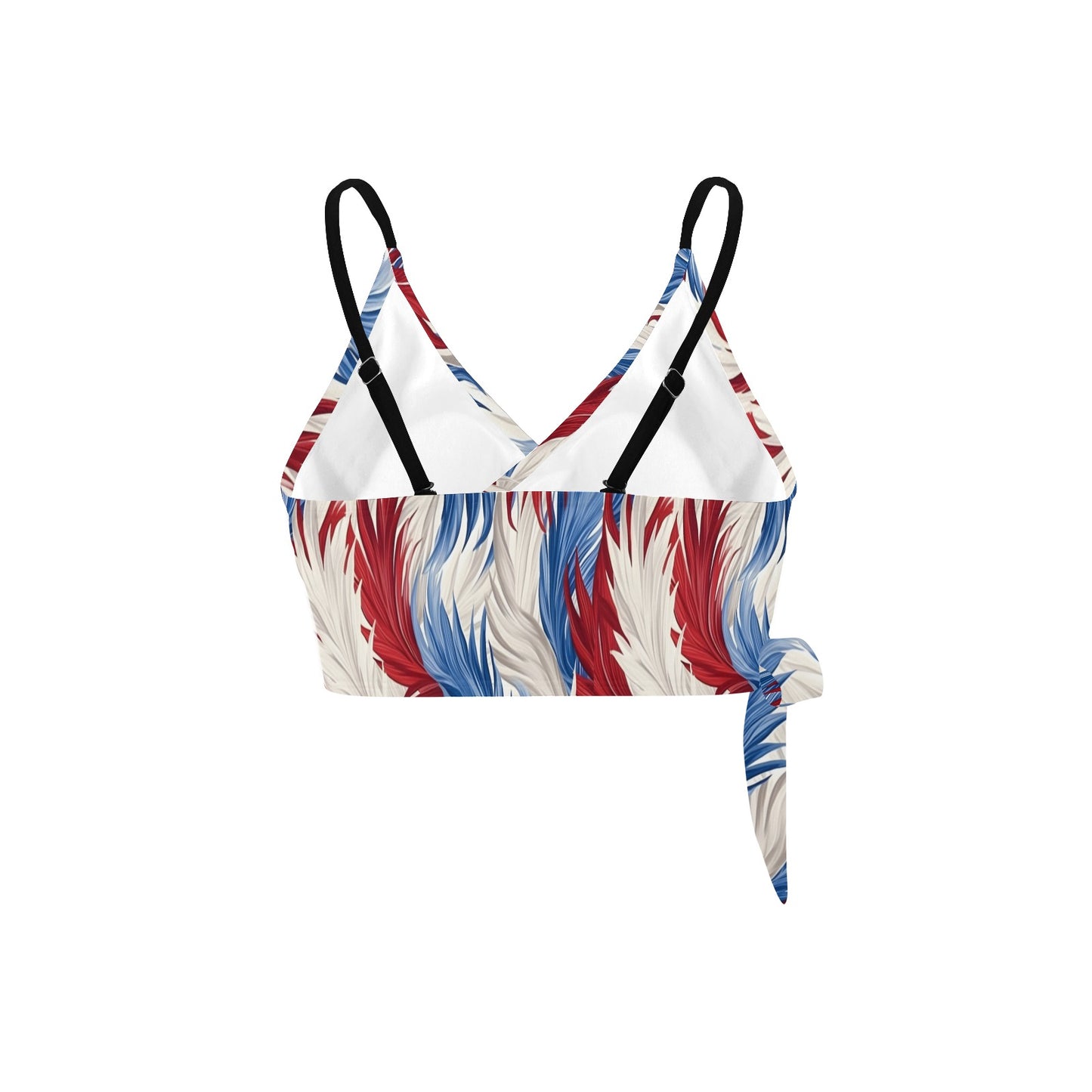 USA/American Flag Inspired Feather Pattern Knot Side Bikini Top
