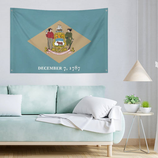 Delaware Flag Inspired Wall Mount Flag with Four Grommets (35x59 in)