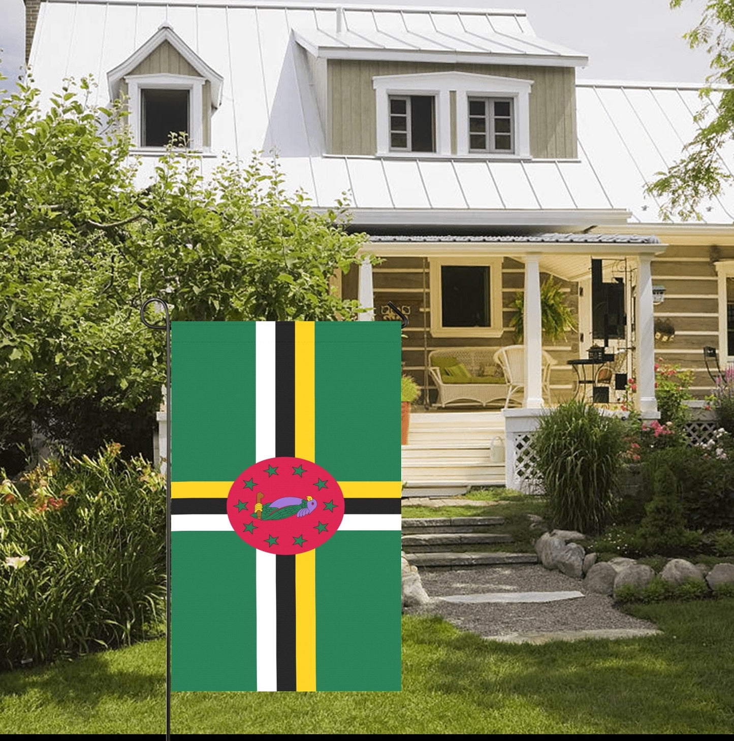 Garden flag with Dominica design by Luv My Flag.