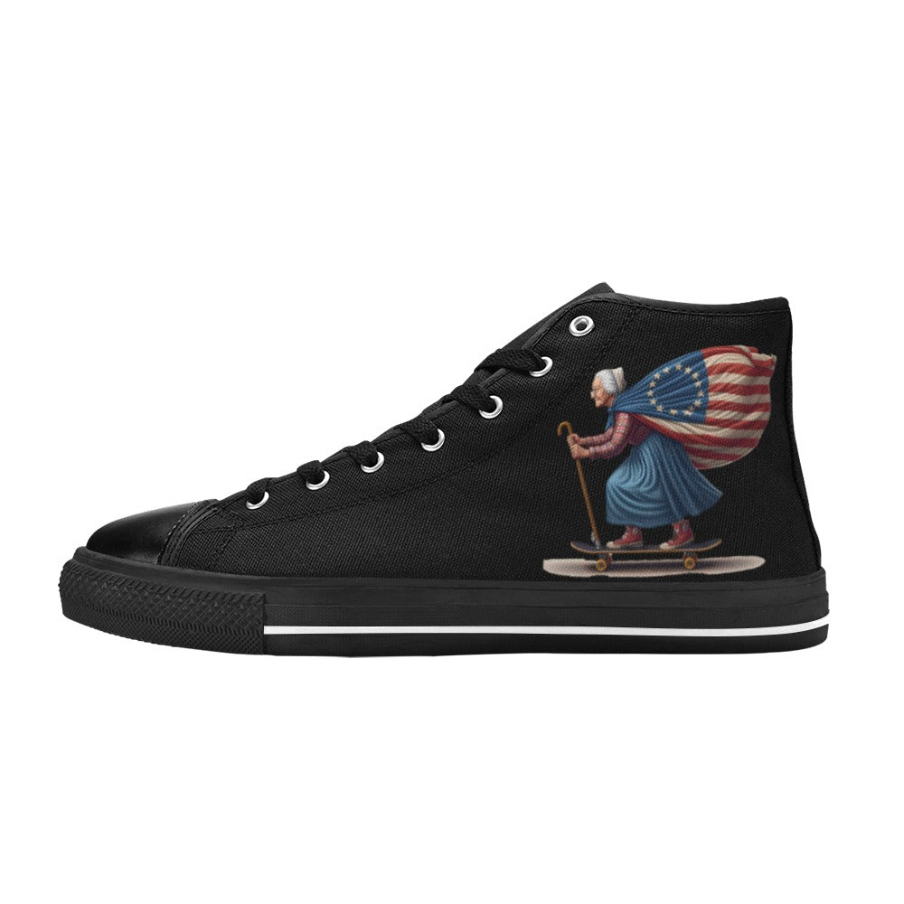 USA/American Betsy Ross Skater Mens High Top Canvas Shoes