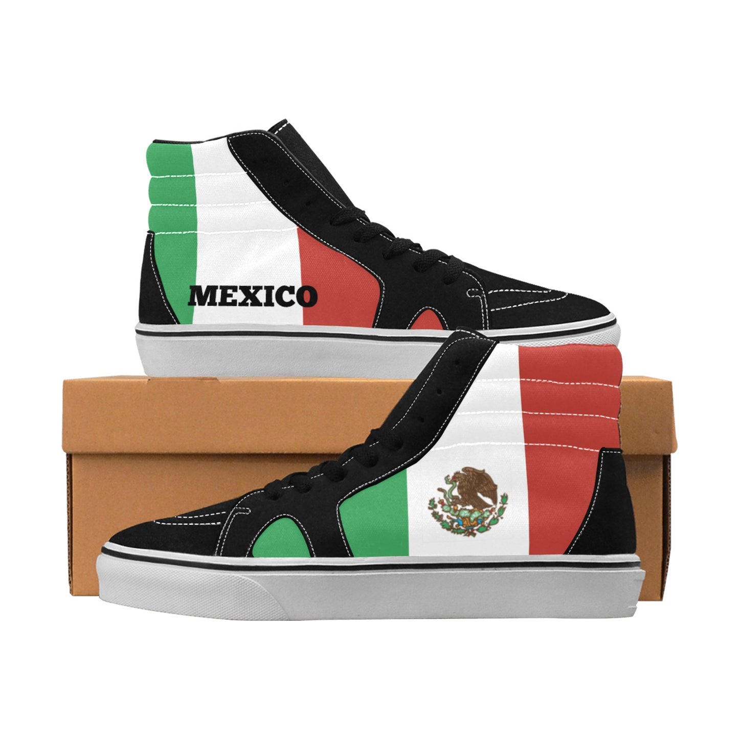 Mexico Flag Inspired Men's High Top Canvas Shoes