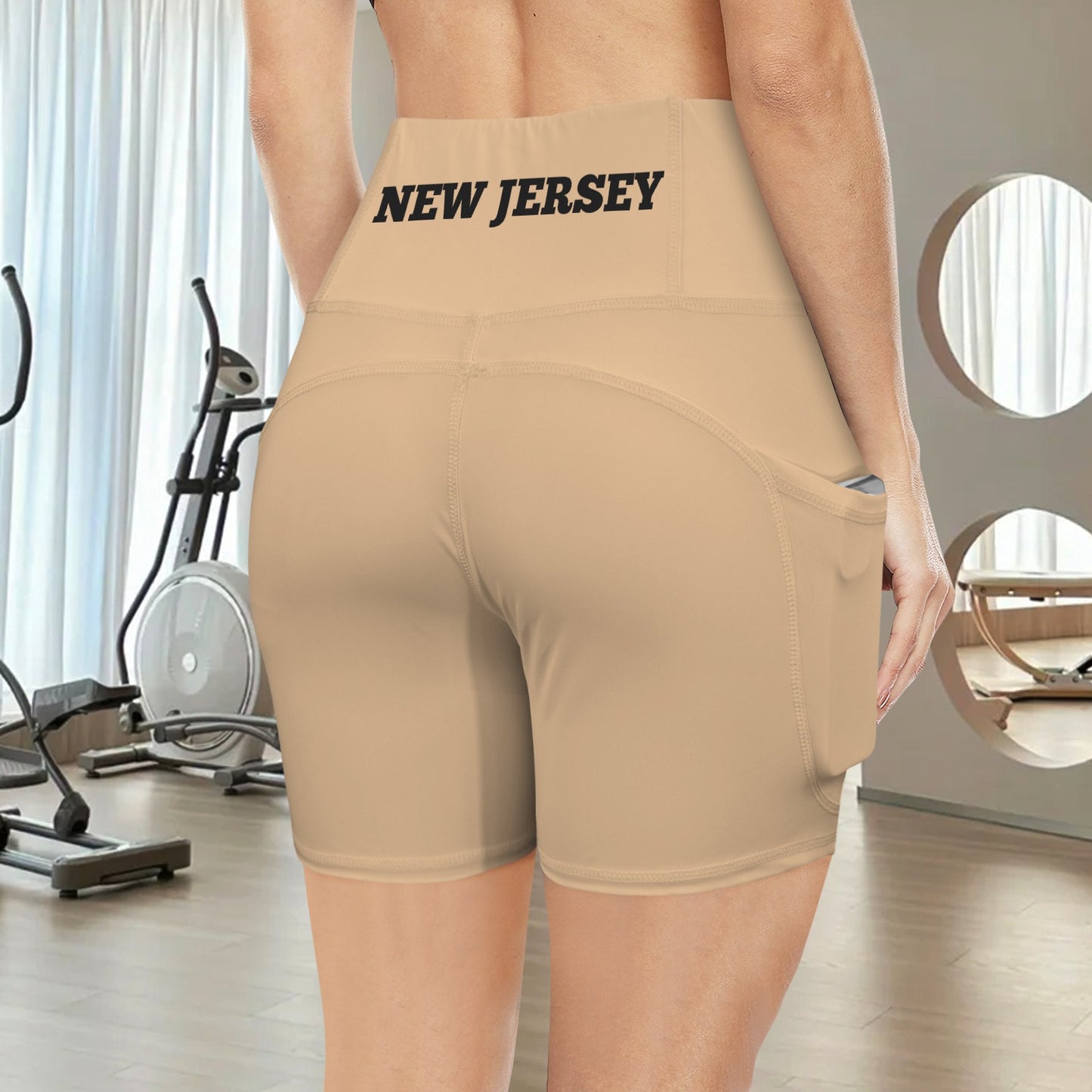 New Jersey Flag Inspired Pocket Yoga Active Shorts