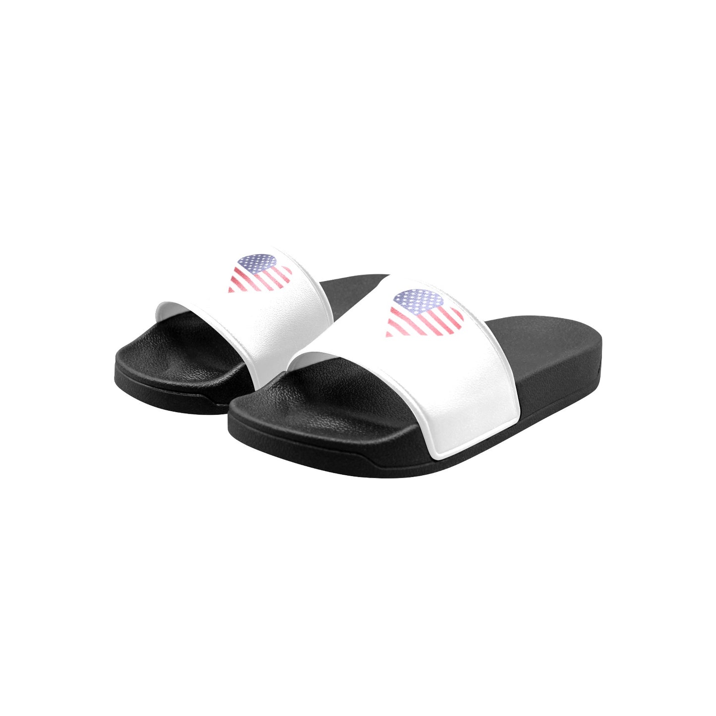 USA/American Flag Heart Kid's Slide Sandals