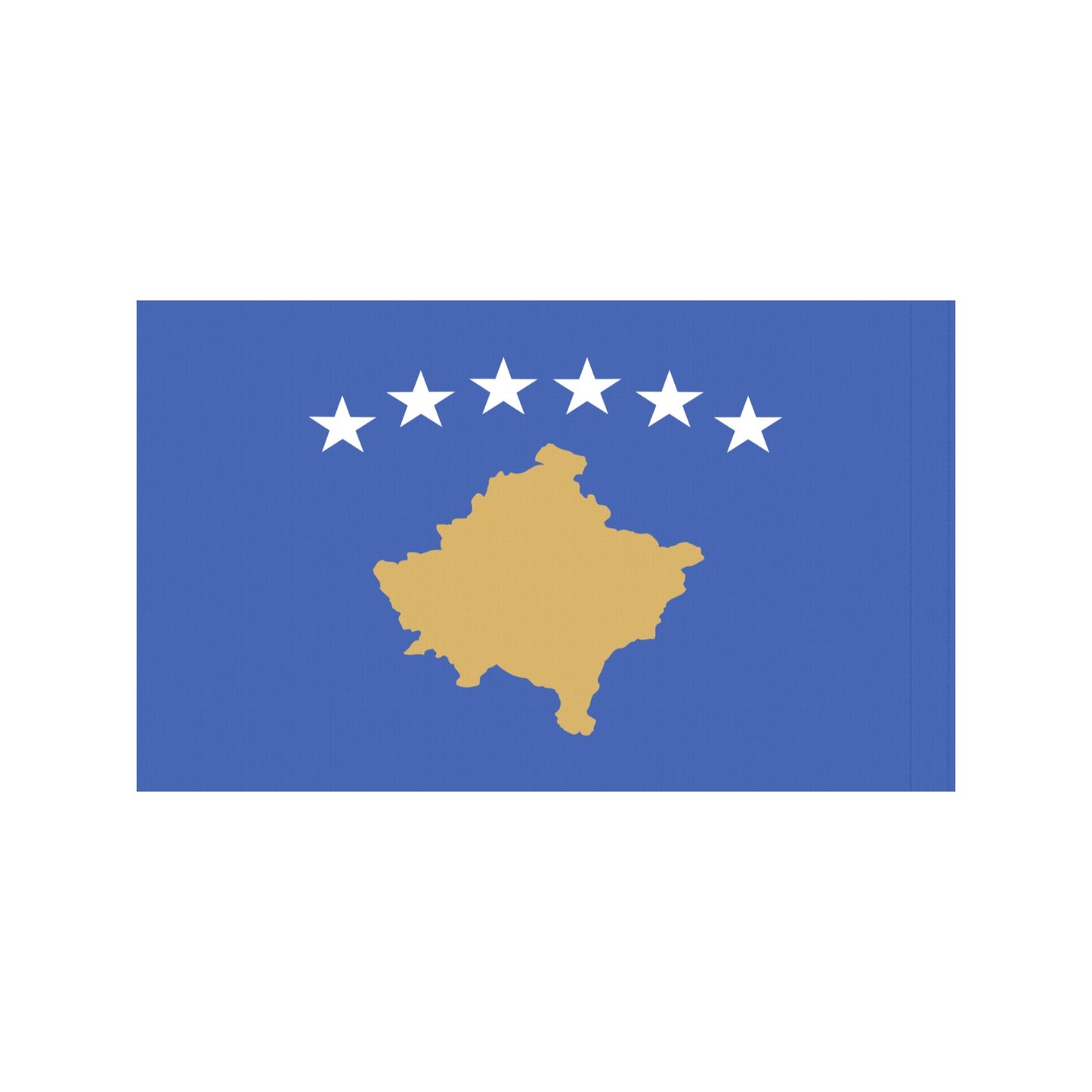 Blue flag with yellow Kosovo map, six stars, Luv My Flag.