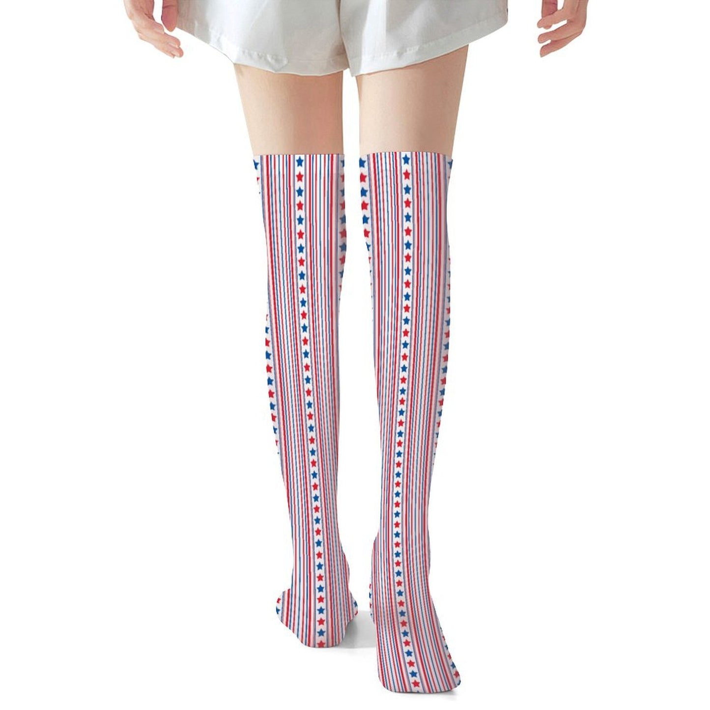 USA/American Flag Inspired Stars and Stripes Design Trendy Stockings(Long)