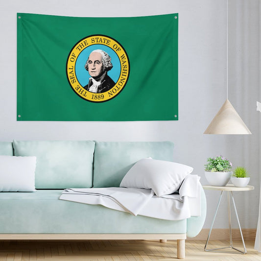Washington Flag Inspired Wall Mount Flag with Four Grommets (35x59 in)
