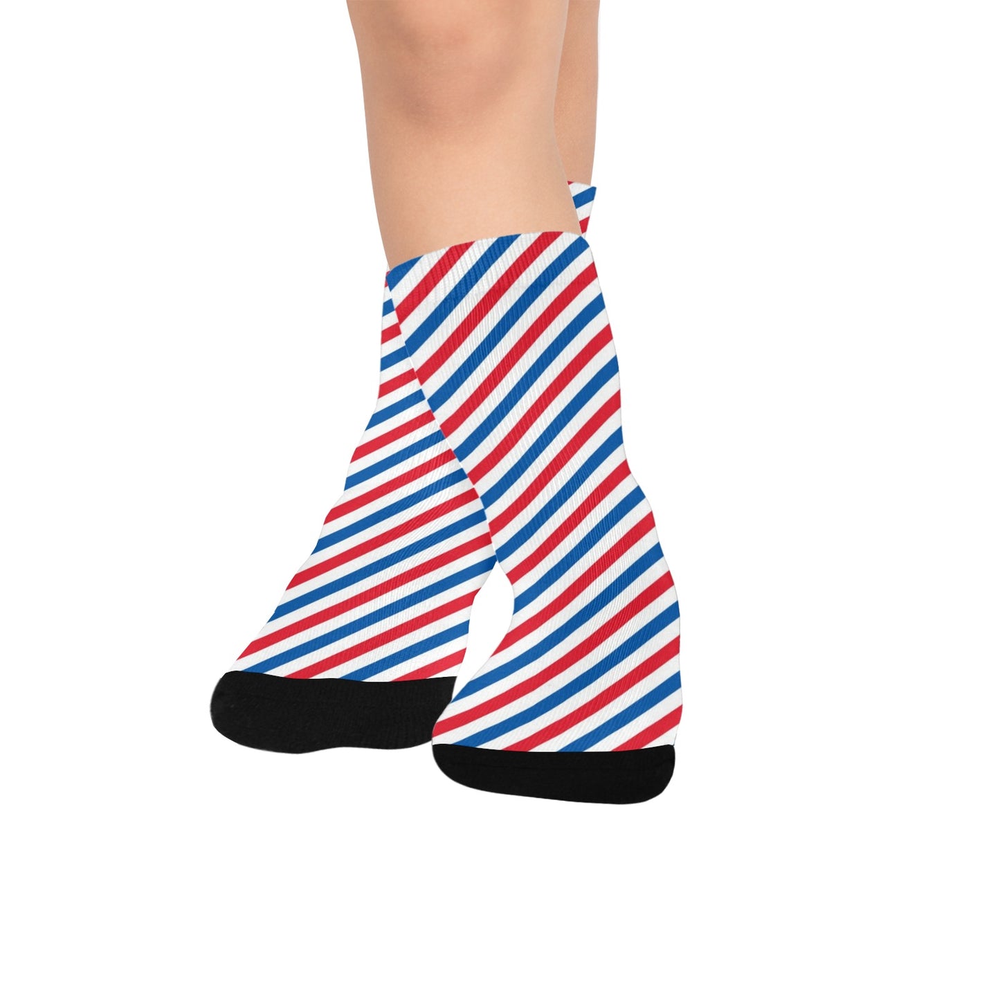 USA/American Flag Inspired Stripes Pattern Kid's Custom Socks (Made in the USA)