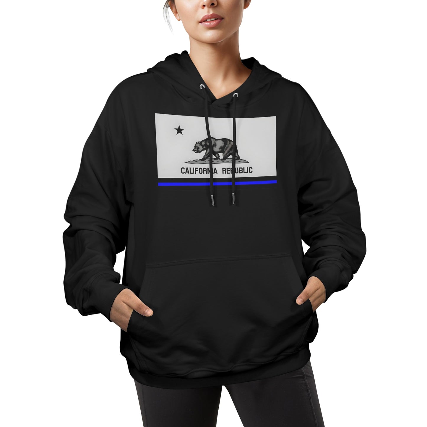 California Thin Blue Line Flag Women's Hoodie (Made in the USA)