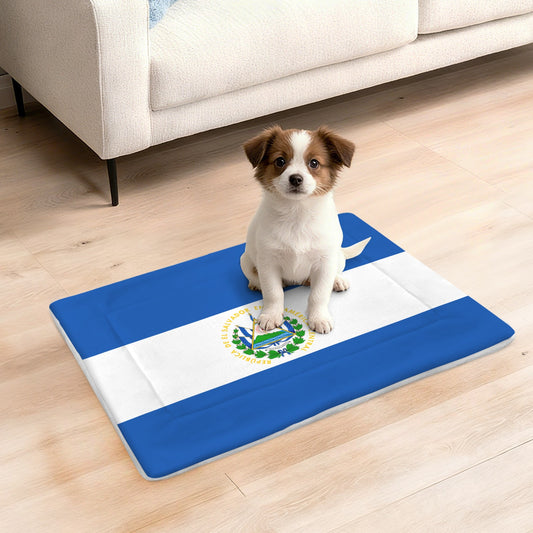 El Salvador Flag Inspired Pet Mat 25x18inch (Made in the USA)