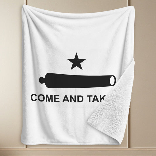 Come and Take It Flag Inspired Sherpa Fleece Blanket 90" x 108" | Printed in the USA
