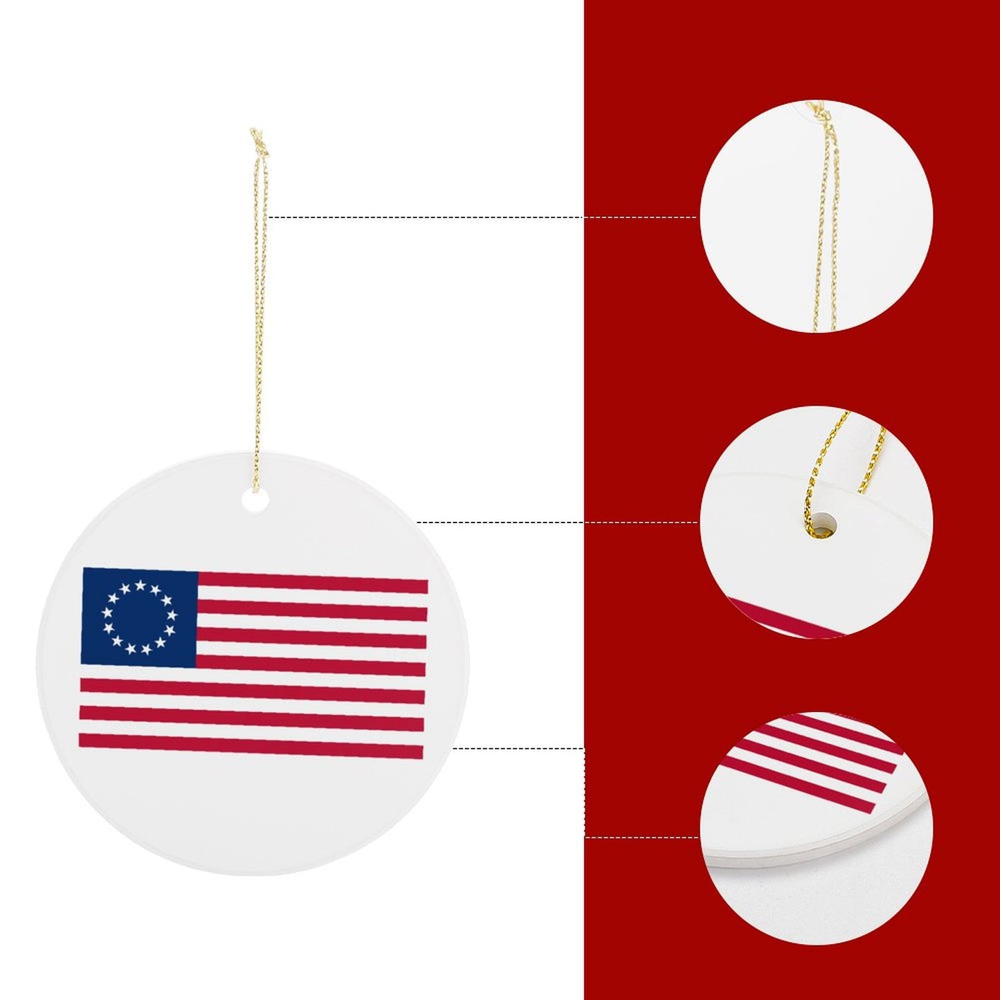 Betsy Ross Flag Inspired Circle Ceramic Ornament Made in USA Circle Ceramic Ornament (Made in USA)
