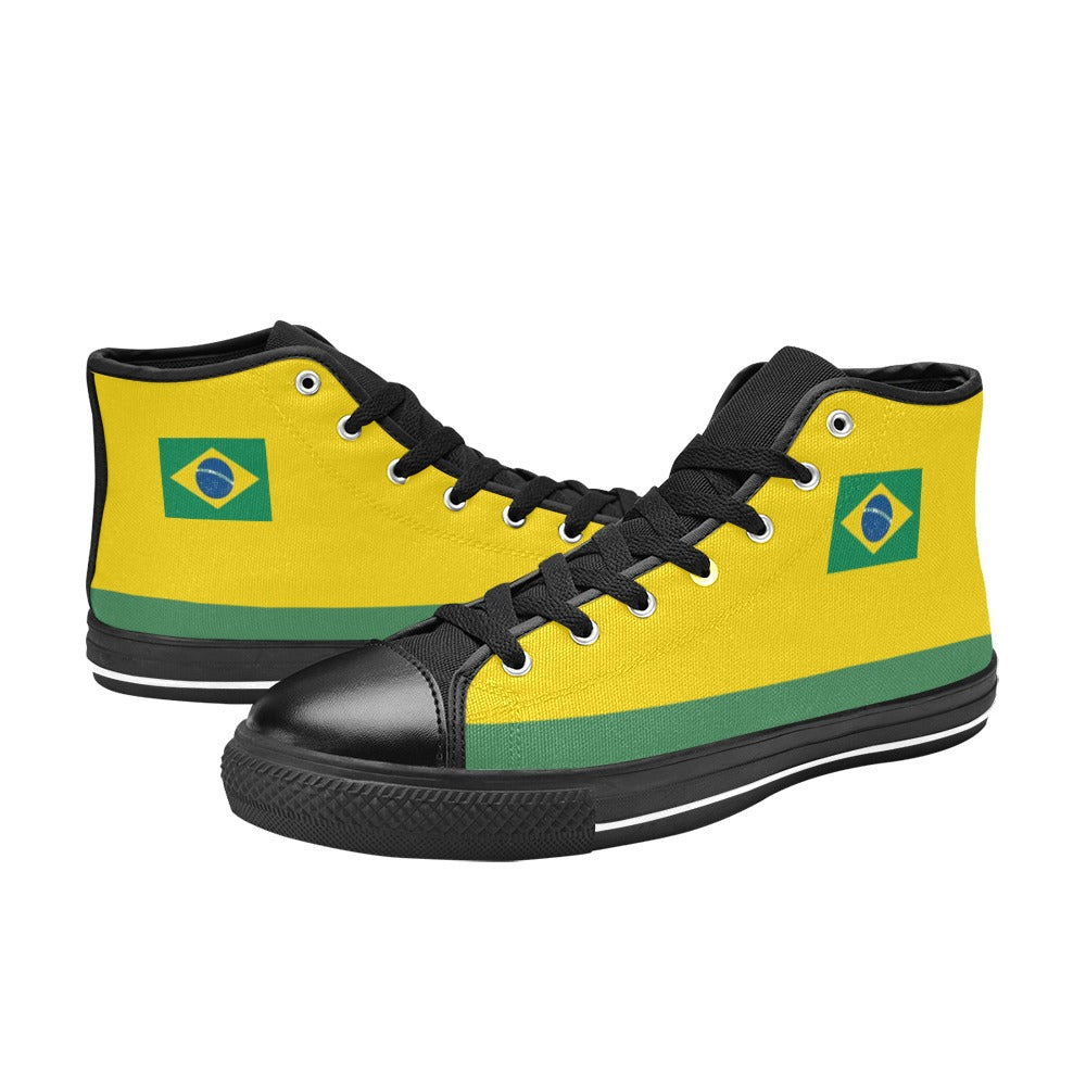 Brazil Flag Inspired Mens High Top Canvas Shoes
