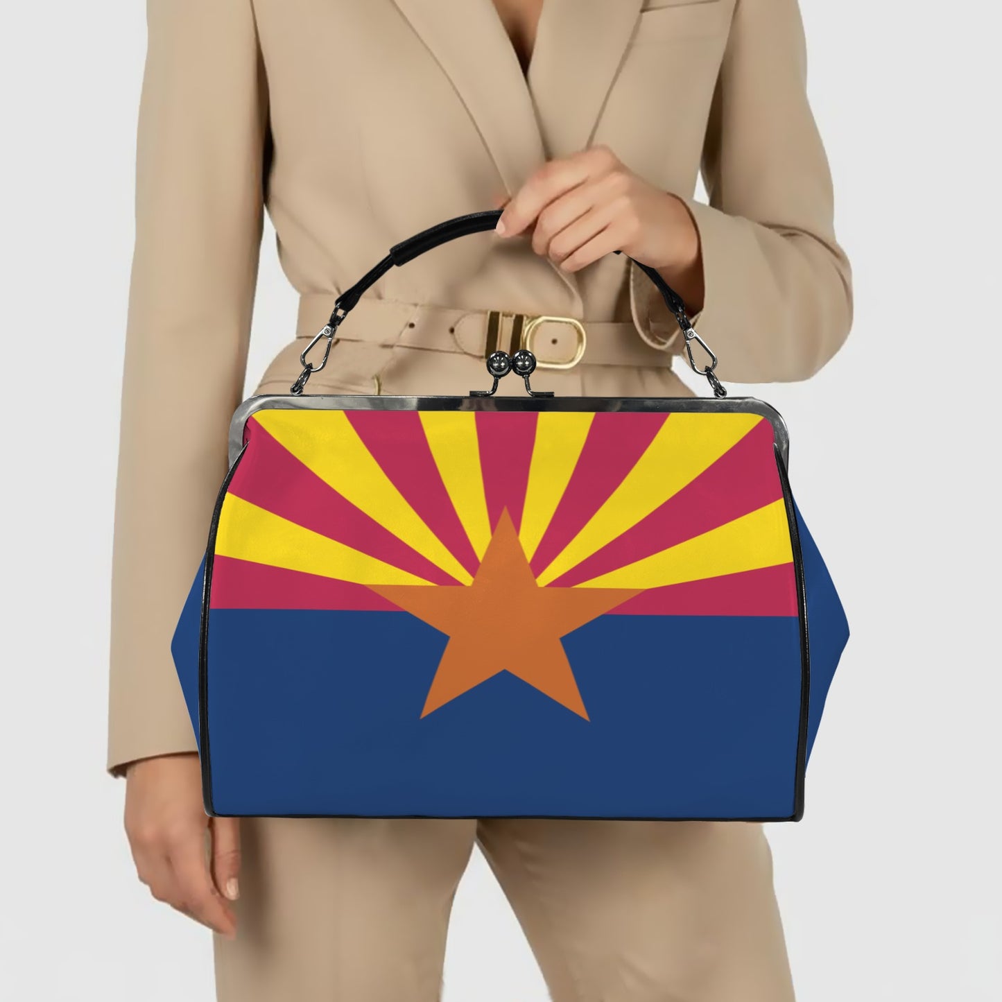 Arizona Flag Inspired Kisslock Crossbody Shoulder Bag-Large