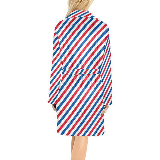 USA/American Flag Inspired Striped Pattern Women's Fleece Robe