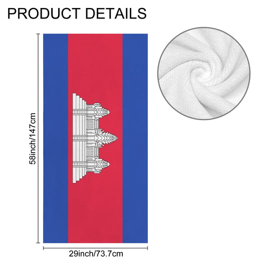 Cambodia Flag Inspired Custom Bath Towel 29"x58"(Made in USA)