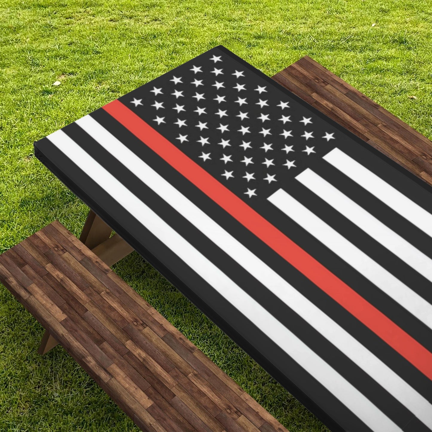 Thin Red Line Flag Picnic Table Cover (72" x 30") (Made in the USA)