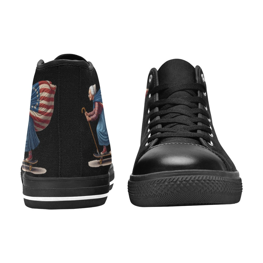 USA/American Betsy Ross Skater Mens High Top Canvas Shoes