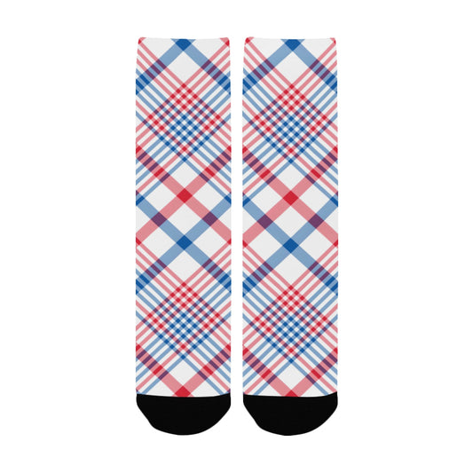 USA/American Flag Inspired Plaid Pattern Women’s Custom Socks Made in the USA