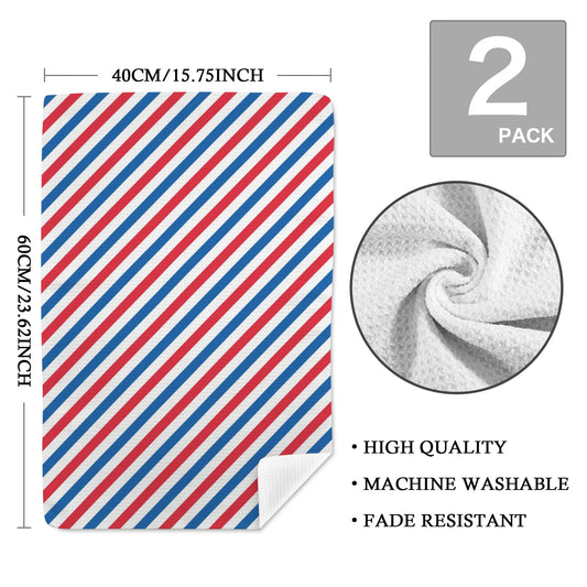 USA/American Flag Inspired Striped Pattern Kitchen Towel 40X60cm (Pack of 2) (Made in the USA)