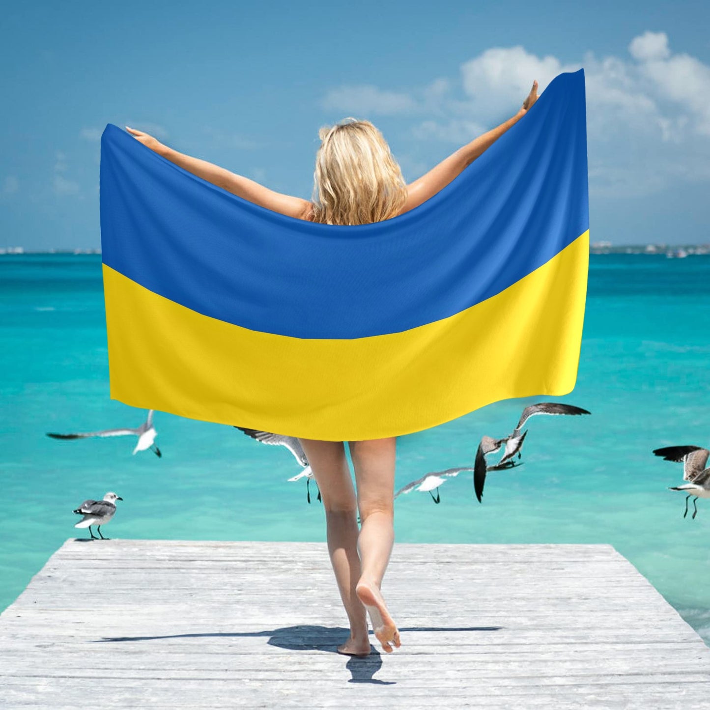 Ukraine Flag Inspired Beach Towel 31"x71" (Made in USA)
