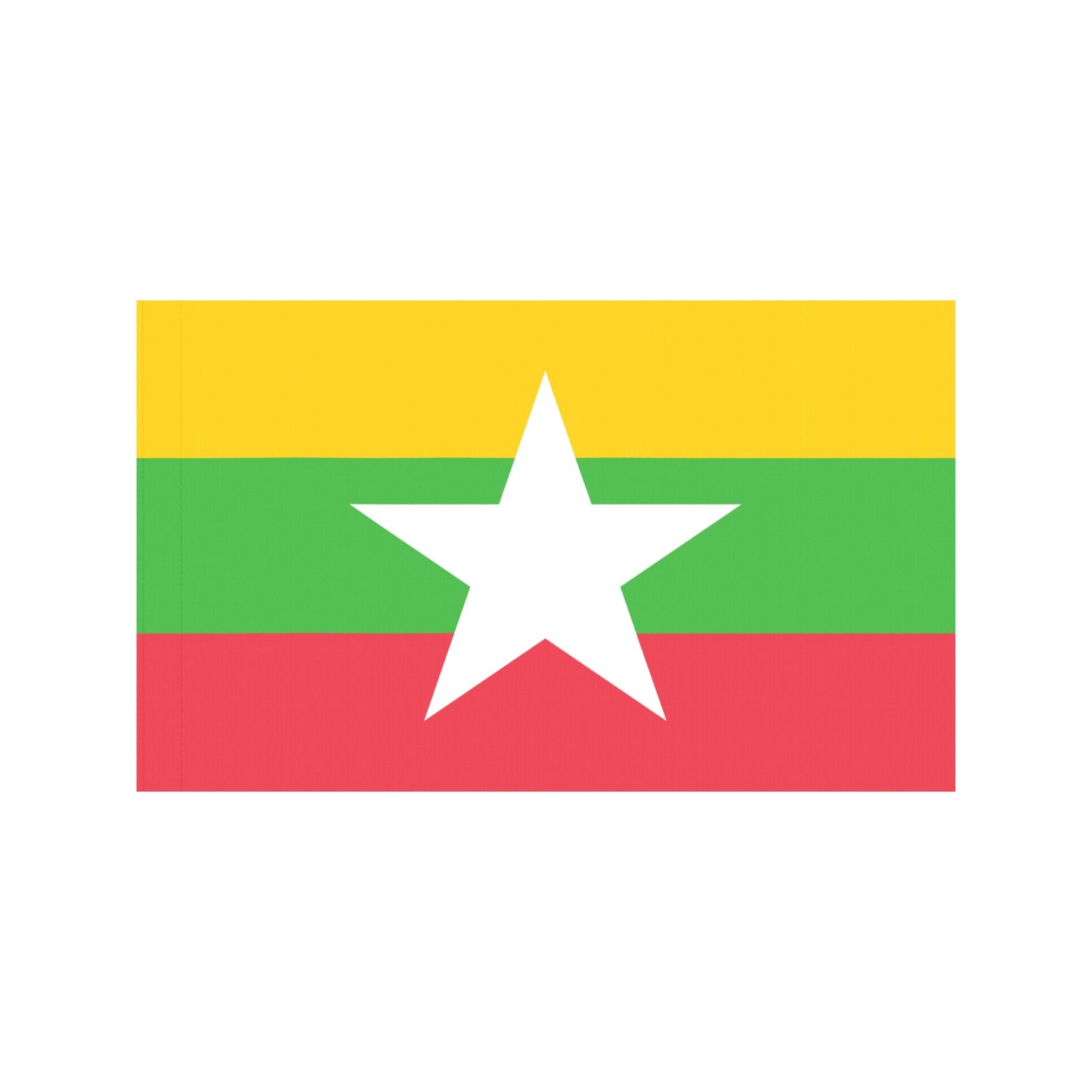 Luv My Flag Myanmar flag with yellow, green, red stripes.