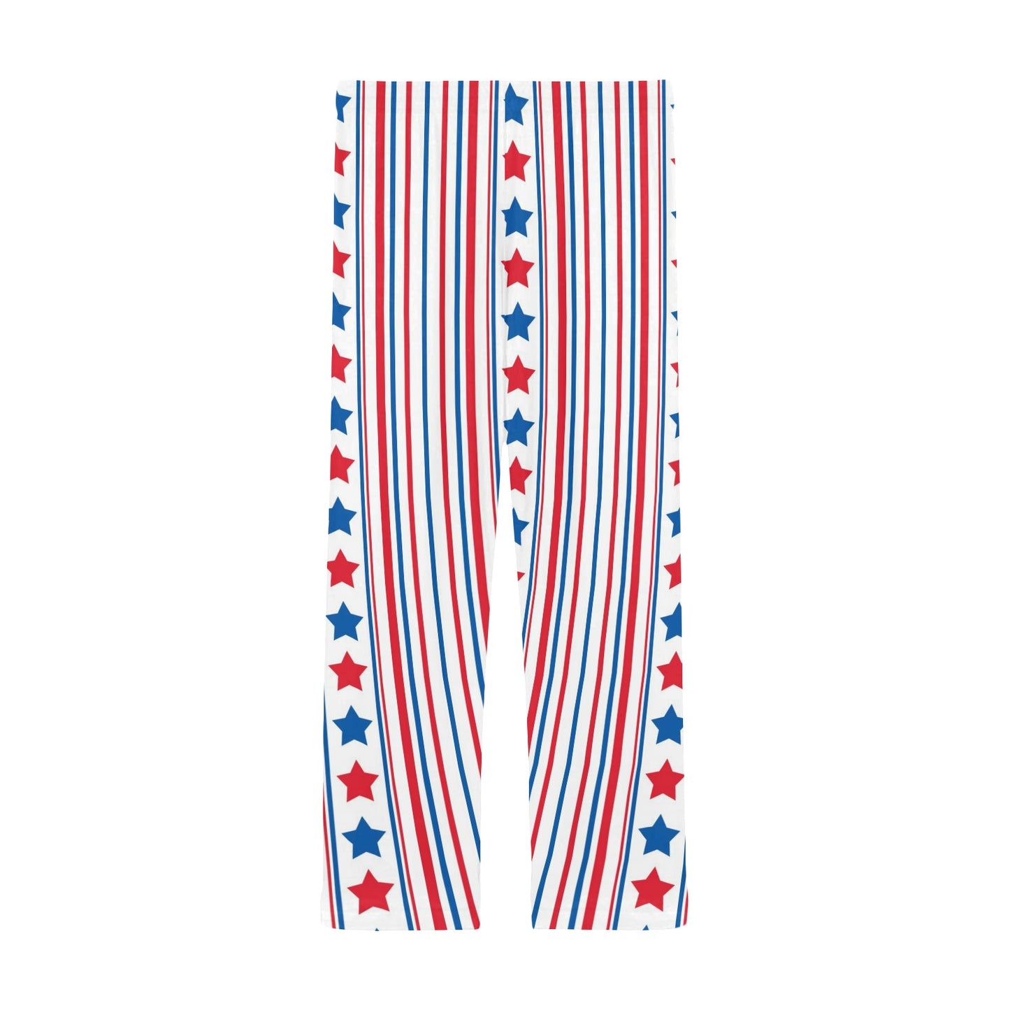 USA/American Flag Inspired Stripe/Star Pattern Men’s Pajama Trousers with Pockets (Made in the USA)
