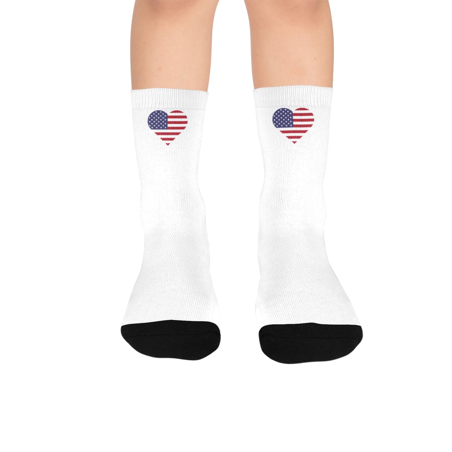 USA/American Flag Inspired Heart Kid's Custom Socks (Made in the USA)