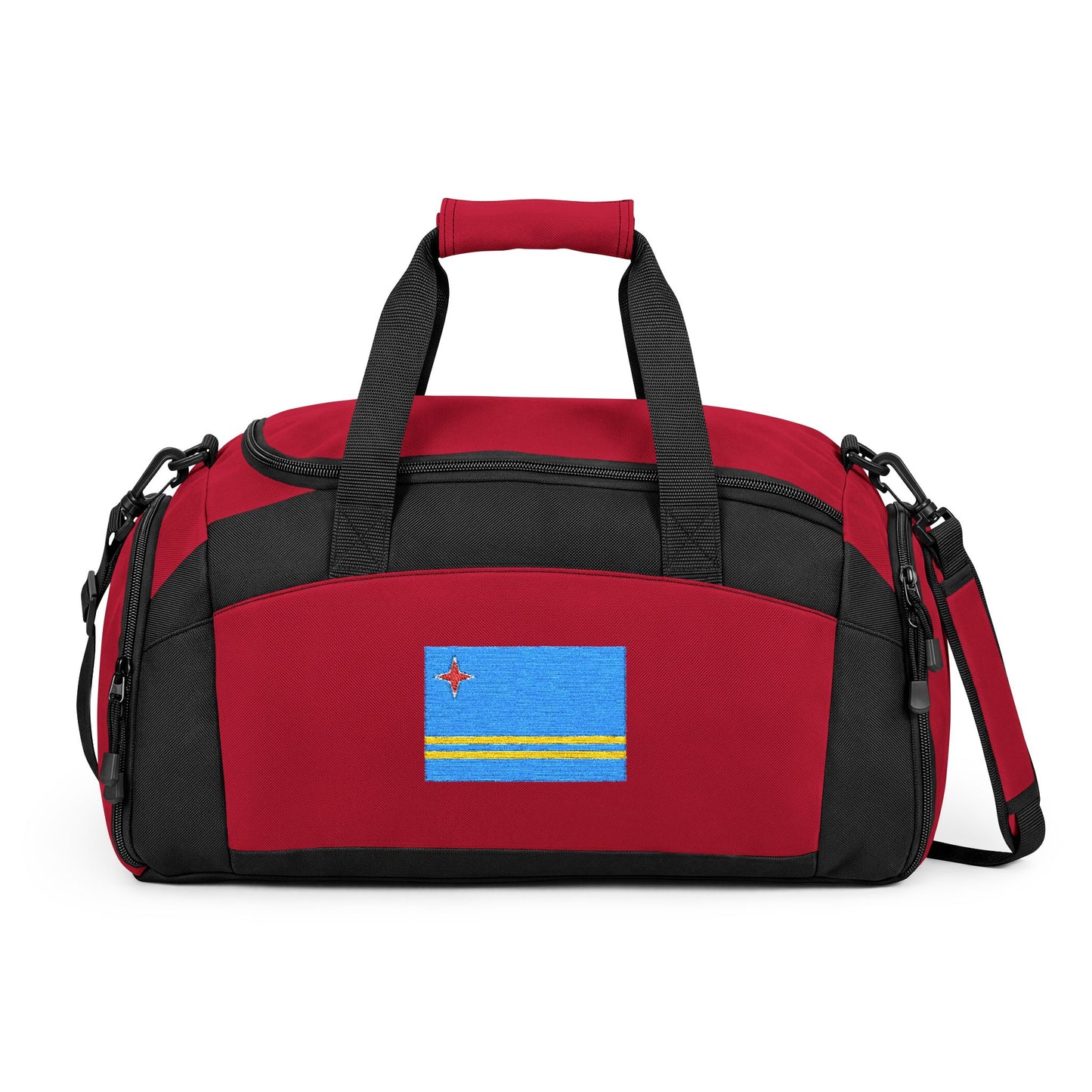 Aruba Flag Gym Bag — Black Duffle with Embroidered Aruba Flag